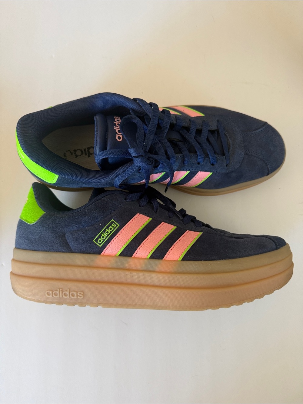 Adidas VL Court women’s 10 Neon Pink & Lime Accents